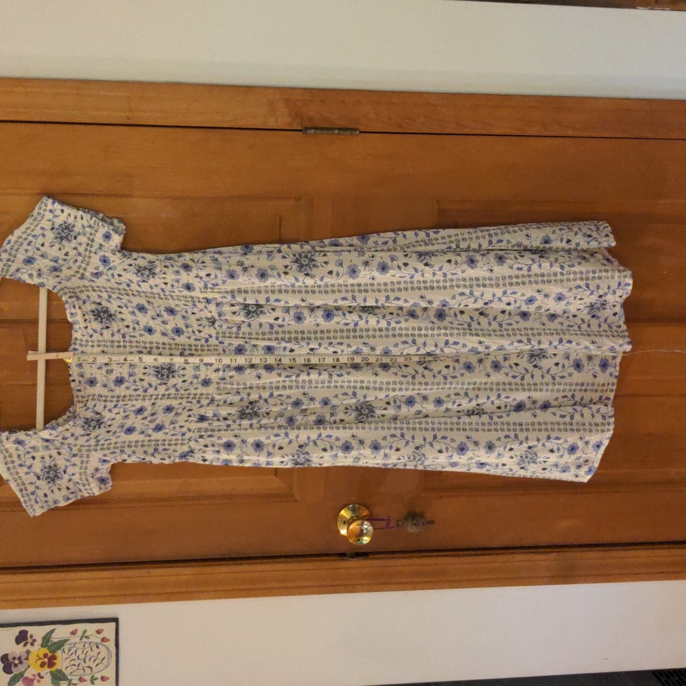 Old Navy Periwinkle Floral Shirred Off Shoulder Cap Sleeve Dress Size L - Picture 9 of 10